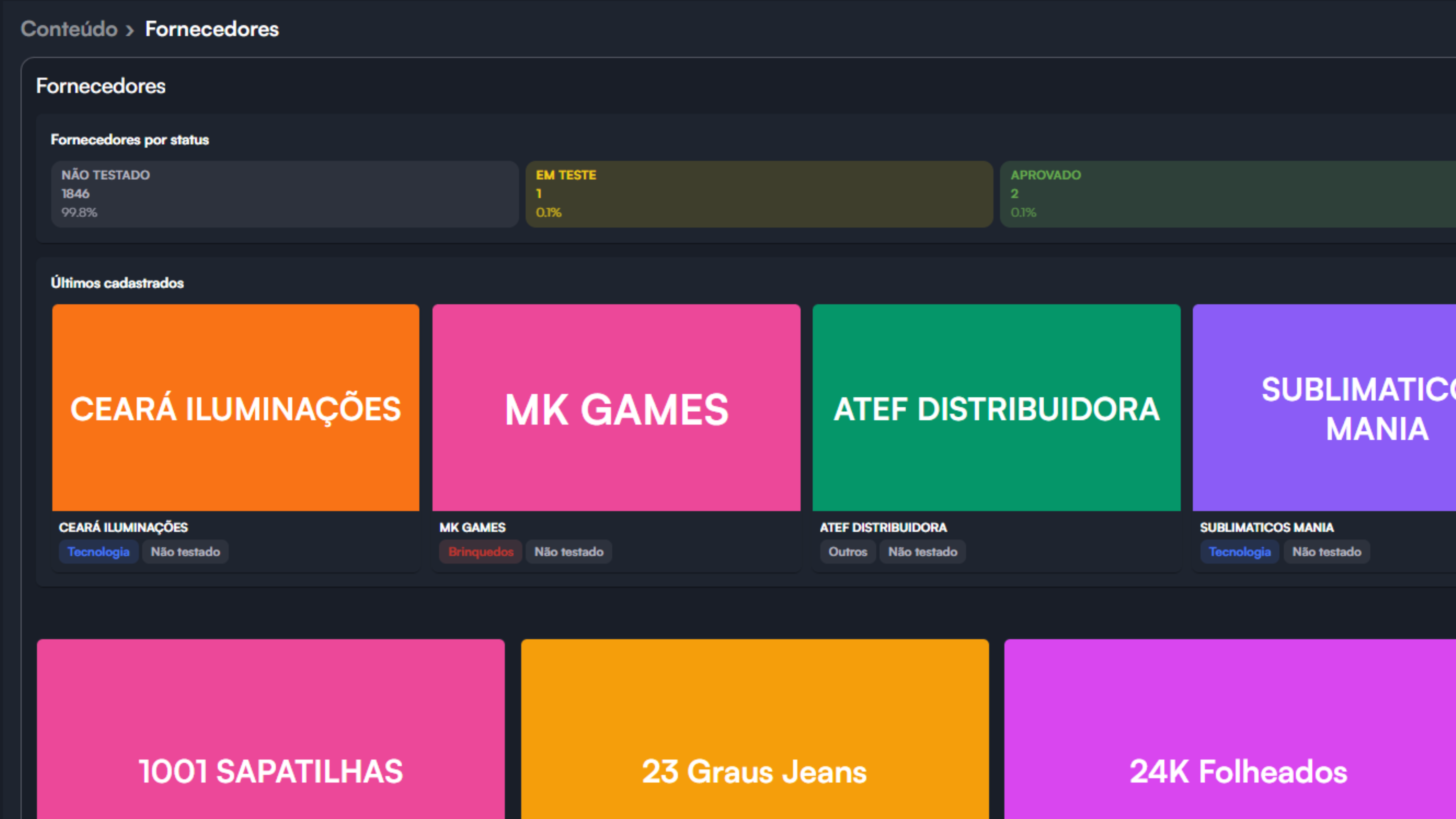 Tela produtos Beergam