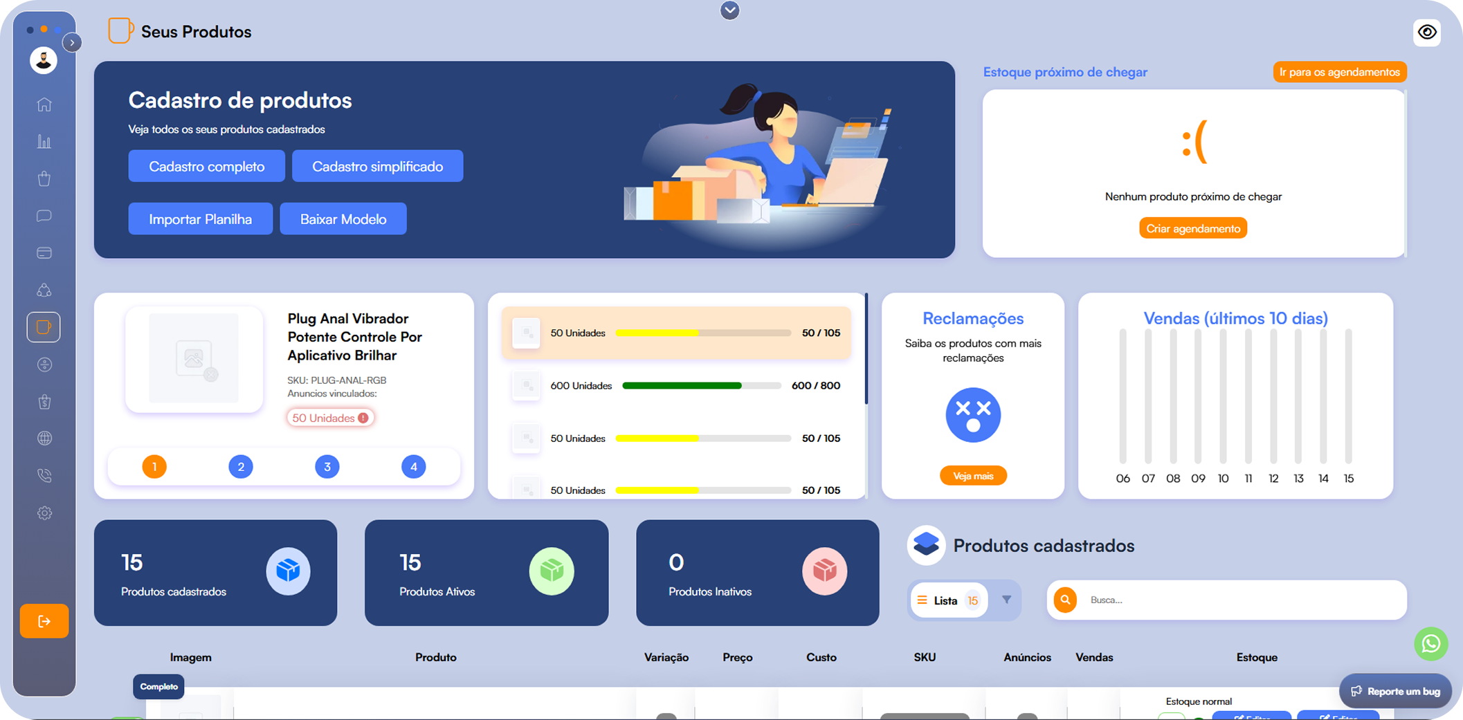 Tela financeiro da Beergam